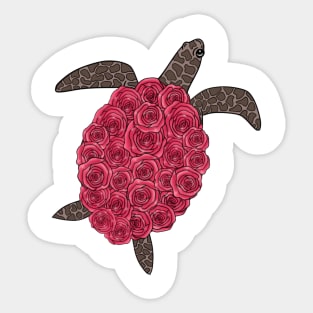 turtle lover gift,save a turtle,save the turtles,pink rose Sticker